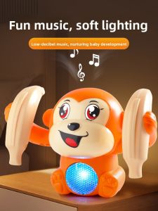 MONLEYTA | Interactive Light-Up Rolling Monkey Toy For Children Sound-Controlled Practice Looking Up And Crawling Baby Development Toy