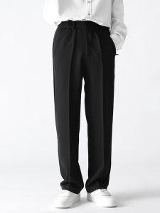 Mens Casual Straight Leg Pants Drapey Comfortable Trendy Long Trousers for Daily Commuting Spring Autumn Fashion