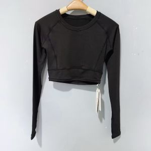 Womens Long Sleeve Fitness T-Shirt Yoga Sporty Crop Top Running Elastic Breathable Moisture Wicking Quick Dry Slimming
