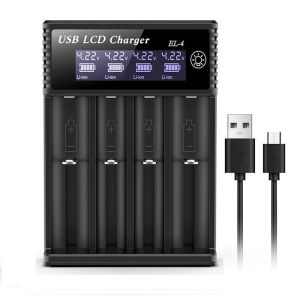 Elough Battery Charger 1/2/4 Slots Dual Charging 3.7V Rechargeable Lithium Battery USB Charger For 1.2V NI-MH AA / AAA Battery