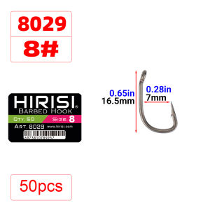 Hirisi 50/100pcs PTFE Coated Carp Fishing Hooks With Eye Micro Barbed High Carbon Steel 8029 Fishing Accessories Spliceable Box