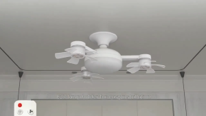 Drone Ceiling Fan Light with Remote  for Living Room Dining Room Bedroom 2-in-1 E27 LED Light Fan 5 Foldable Fan Heads Silent Fan Multi-function Cordless Hanging Fan 3 Colors Infinite Dimming Timer 80W