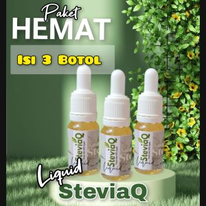 paket Isi 3 Liquid stevia Q 10ml pemanis alami pengganti gula baik untuk kesehatan dan penderita penyakit diabetes