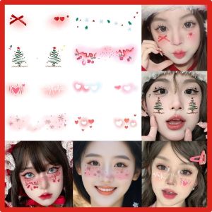 Christmas Cosplay Face Tattoo Stickers Sweet Girl Atmosphere Butterfly Knot Cartoon Blush Makeup Party Decoration Accessories