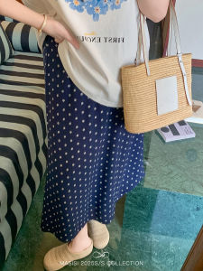 Masisi plus Size Womens Lace Splice Floral Chiffon Semi-skirt Summer Loose Slimming Midi Skirt High Waist A-line Skirt