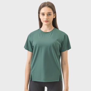 เสื้อยืดคอกลมแขนสั้นสำหรับผู้หญิง น้ำหนักเบา ระบายอากาศได้ดี แห้งเร็ว สำหรับโยคะ วิ่งกลางคืน สะท้อนแสง ใส่สบาย ฤดูร้อน