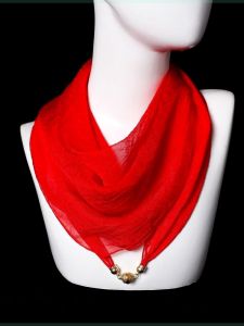 Fashionable Magnetic Clasp Silk Scarf Necklace Thin Pashmina Shawl Sunscreen Decoration Pure Color Versatile Trendy Neck Warmer
