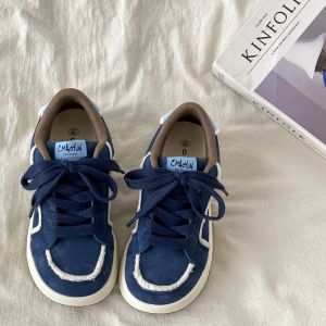 Xistu Retro Mango Head Thick Bottom Casual Shoes Womens 2024 Autumn New Style Sporty Cute Big Head Flat Laced Sneakers