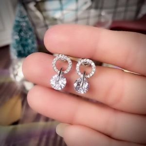 Huitan Aesthetic Dangle Earrings for Women Fashion Design Elegant Female Earring Crystal Cubic Zirconia Pendent Delicate Gift