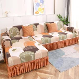 Stretch Skirt Year-round Sofa Cover Full Enclosure L-shaped 3-seat