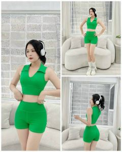 HOÀN TIỀN 15% - bộ đồ đùi tập gymyoga cổ bẻ nữ ( hot tren 2023)