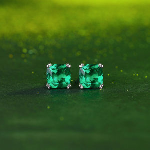 Elegant Green Sapphire Silver Earrings Womens Simple High-End Gemstone Jewelry Luxury Birthday Gift for Girlfriend