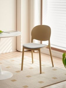 Modern Minimalist Plastic Dining Chair Thickened Backrest Adult Home Use Bar Stool Nordic Style Non-rotatable Non-customizable