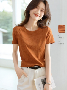 MOHANYIMEI | Crew Neck Short Sleeve Tie-Dye Stretch Knit Casual Shirt