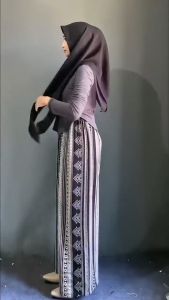 SETELAN ATASAN RIB INAARA MIX CELANA KULOT RAYON MOTIF KOTAK WANITA