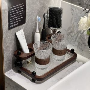 Giá Để Đồ Phòng Tắm Đa Năng Đựng Bàn Rửa Mặt Giá Đỡ Cốc Chải Răng Giá Đỡ Trang Trí Nhà Bếp Bằng Gỗ Tự Nhiên Đơn Giản
