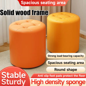 🔥Ship in 12 Hour+2025 Upgrade🔥 New Modern Solid Wood Shoe Stool Cushion Stool Chair Anti-slip Foot Rest Small Stool Scratch-Resistant Waterproof High Resilience Sponge Ottoman Bench Stool Chair