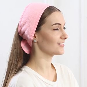 Adjustable Elastic Womens Make Up Spa Headband with Thick and Long Cloth Velcro Facial Wash Headband Non Slip Yoga Spa Bath Shower Wash Face Cosmetic Headband Accessories