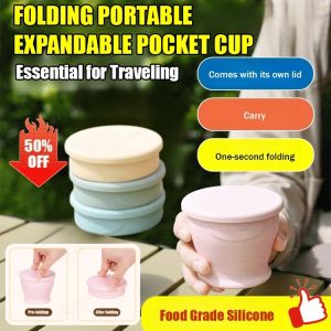Silicone Portable Folding Water Mug Compressed Travel Mouthwash Mug Outdoor Camping Food Grade Retractable Toothbrush Mug硅胶便携式折叠水杯子