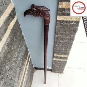 tongkat jalan kayu galih asem ukir burung rangkong C24