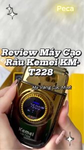 Máy cạo râu Kemei KM-T228 lưỡi kép nổi cạo sạch nhanh 3 mức tốc độ màn hình LCD công suất mạnh mẽ 5W - Hàng chính hãng