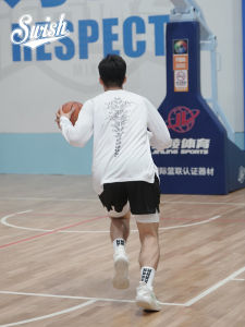 Swish Mechanical Printing Quick Dry American Basketball Loose Shooting Training Clothes Long Sleeve Sports round Neck Top for Men