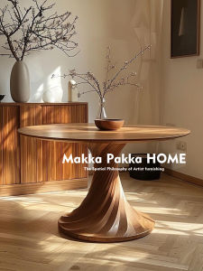 Zhonggu Retro Solid Wood round Dining Table Designer Model Creative Small Apartment round Table Minimalist Art Round Table