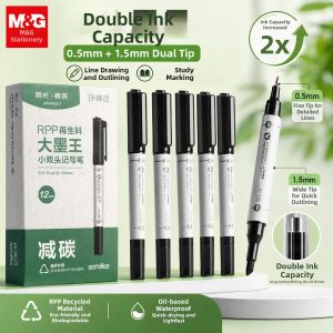 M&G | Dual Tip Oil-Based Waterproof Quick-Drying Durable Double Ink Marking Pen