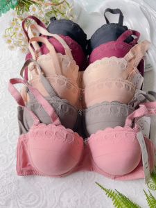 Strapless cotton&silk Push up Bra w/ heart design Cup A size :32~36 with wire