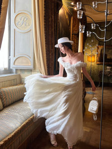 Elegant Heavy Embroidery Half Skirt Womens Summer Maxi Skirt High Waist A-Line Skirt Korean Style Commute Folded Design Polyester Fabric