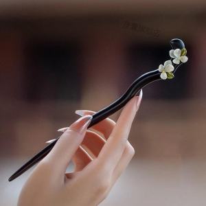 New Chinese Style Hairpin High-End Wooden Hair Accessory for Cheongsam Womens Ancient Fashion Hairpin Zinc Qi Shì Brand