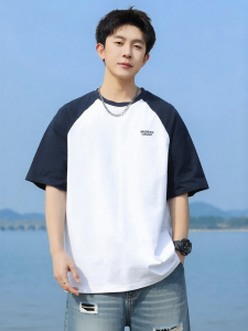 Warrior | Cotton Short Sleeve Mens T-shirt Loose Color-blocking Raglan Summer New