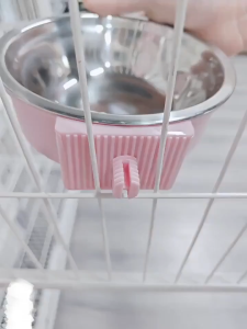 Stainless Steel Pet Hanging Bowl Pet Cage Hanging Food & Water Bowl Steel Feeder Mangkuk Kucing