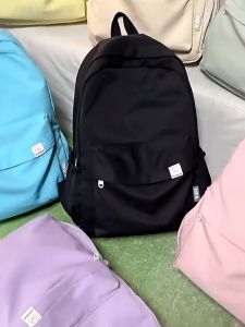 Student Simple style Solid Color Large-capacity School bag Womens Waterproof Lightweight nylon Cute Backpack