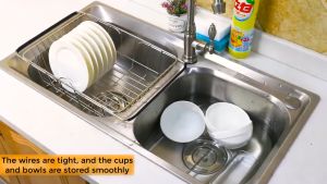 Kitchen Sink Drain Basket Stainless steel telescopic Sink drain basket Dish Drying Rack Fruit Vegetable Drainer Holder drain bowl Multifunction Washing Basket Storage Basket Rack Sink Dish Rack Colander Adjustment Basket Drying Holder Kitchen Tool Washing
