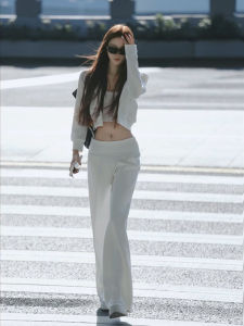 SHANGSHA | Stylish Relax-fit White Sweater Suit