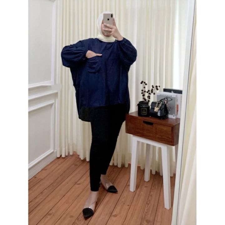 Hanna Shirt Kemeja Rayon Oversize Jumbo Lazada Indonesia