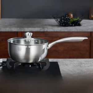 Stainless Steel Flat Bottom Wok Pot for Induction Cooker Noodle Soup Fried Food Steamer Cage Covered Home Use Small Milk Pot