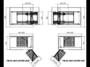 Kệ góc liên hoàn nan dẹt grandx XMC.45S trái phải phụ kiện tủ bếp góc cao cấp inox SUS304 bền bỉ
