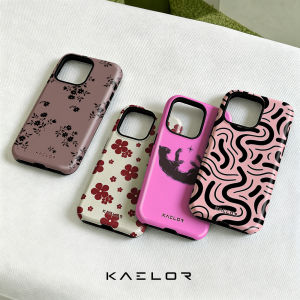 Potdemiel | Pink Black Wavy Line Double Layer Hard Shell for iPhone 17 16 15 14 Plus 13 Pro Max Anti-Drop Shockproof PC Case