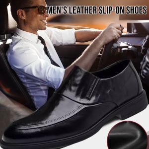 Mens Comfortable Leather Slip-On Shoes Lightweight Soft Leather Loafers for Casual Formal Occasions Office Wedding