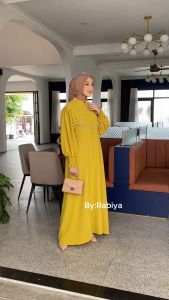 gamis pesta mewah elegan crinkle airflow aksen mutiara ukuran jumbo M L XL XXL 3XL 4XL LD 95 To 140