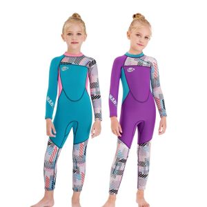 2.5MM keep warm Swimming Suit kids girl Wetsuit mansu muslimah children fashion long sleeve 6/7/8/9/10/11/12/13/14/15 years old baju renang budak perempuan plus size Swimwear swimsuit
