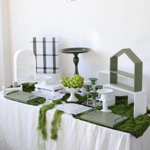 Wedding Dessert Table Display Stand White Green Baby Banquet Wooden Snack Tray Simple Style Popular Element  Small Clear