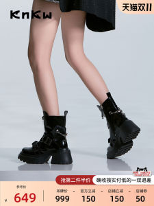 Function Player Martin Boots Short Thick Bottom Sweet Cool Womens Shoes Autumn Winter Synthetic Leather Sheepskin Lining Zipper Closure PU