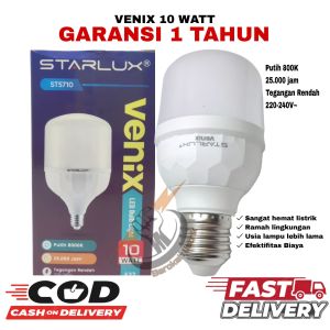 BOHLAM LAMPU LED STARLU VENIX 10WATT CAHAYA PUTIH/BOLA LAMPU LED BOHLAM LAMPU RUMAH STARLUX SNI 10 W