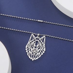 Hollow Double Hole Wolf Head Pendant Stainless Steel Necklace Mens And Womens Fashion Party Talisman Jewelry Gift