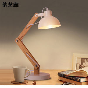 Nordic Original Wood Office Desk Reading Lamp Adjustable Bedside Lamp European Standard Plug 110V Wood Reading Lamp Desk Lamp