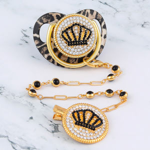 Luxury Pacifierผู้ถือCrownของขวัญอาบน้ําเด็กBPAฟรีซิลิโคนPacifier Gold BlingทารกแรกเกิดDummy Soother Chupetes