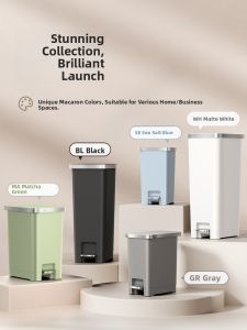 EKO Large Capacity Foot Pedal Trash Can for Home Use Kitchen Bathroom Living Room Bedroom Luxury Foot Operating Garbage Can